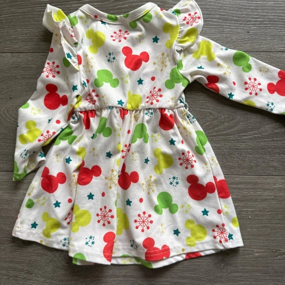 Disney PatPat Minnie Mouse Figaro Christmas Holiday Dress White 6-9M